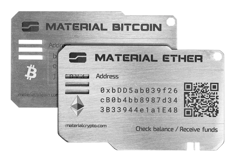Material Bitcoin hardware wallet sin componentes electrónicos