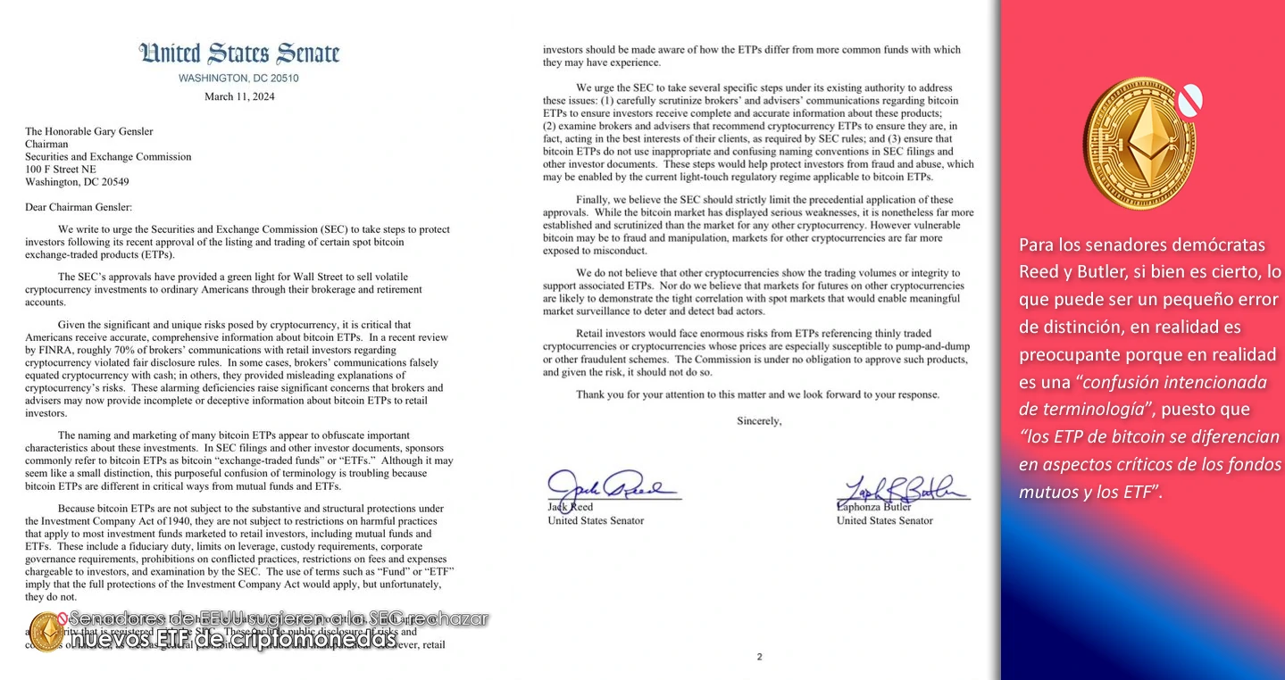 ETP,ETF,Senadores de EEUU,Criptomonedas,Coinbase,Grayscale