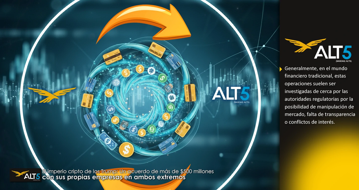 Nuevamente los Trump vuelven a ser noticia, luego que se conociera que habían cerrado un acuerdo de más de 500 millones de dólares con una estructura tan inusual que ha levantado cejas entre reguladores y analistas. De acuerdo a un informe de The Wall Street Journal, lo que hace que esta transacción sea particularmente notable es que las propias empresas de la familia se encuentran en ambos lados del trato, una configuración que sería casi impensable en las finanzas tradicionales (TradFi), pero que es sorprendentemente común en el salvaje oeste de las criptomonedas. De hecho, el WSJ lo describe como “una transacción circular de 750 millones de dólares, con la misma parte como comprador y vendedor”, que involucra a su empresa World Liberty Financial (WLFI), que fue lanzada el año pasado por el hoy presidente de Estados Unidos, Donald J. Trump. WLFI adquirió una pequeña empresa de pagos llamada Alt5 Sigma, que en un giro peculiar, había cambiado su enfoque de la venta de analgésicos a la operación de criptomonedas poco antes de la adquisición. La secuencia de eventos posterior a la compra es lo que realmente ha captado la atención de los expertos. Después de la adquisición, Alt5 recaudó la impresionante suma de 750 millones de dólares de varios inversores externos. Este capital no se destinó a la expansión de un negocio tradicional, sino que fue utilizado para comprar tokens WLFI, la criptomoneda que World Liberty inventó el año pasado, por lo que prácticamente, la familia Trump vendió su propio token a una empresa que ahora controla, un movimiento que les aseguró un pago de al menos unos 500 millones de dólares. Por razones obvias, este tipo de acuerdos donde básicamente las mismas personas gestionan ambos extremos de la transacción, controlando a las partes involucradas, es lo que se conoce como una transacción circular. Foto 2 Generalmente, en el mundo financiero tradicional, estas operaciones suelen ser investigadas de cerca por las autoridades regulatorias por la posibilidad de manipulación de mercado, falta de transparencia o conflictos de interés. Sin embargo, en el sector de las criptomonedas, la falta de una regulación robusta y los precedentes de proyectos similares dentro del ecosistema han permitido que estos tipos de negociaciones prosperen. Expertos y exreguladores han señalado que, si bien el acuerdo podría ajustarse a la legislación de valores si se revelara toda la información a los inversores, por la naturaleza del trato, dicha transacción podría seguir levantando “banderas rojas”. La preocupación principal es la falta de un precio de mercado justo en la transacción, ya que Alt5 no compró los tokens WLFI en un mercado abierto, sino directamente a la empresa que los creó y que controla su suministro. Esto contrasta notablemente con el caso de Strategy (antes MicroStrategy), que utilizó su capital para comprar Bitcoin en el mercado abierto, donde el precio se determina por la oferta y la demanda. La familia Trump, por su parte, ha defendido el acuerdo, con la secretaria de prensa de la Casa Blanca, Karoline Leavitt, afirmando que “ni el expresidente ni su familia se han involucrado nunca, ni se involucrarán jamás, en conflictos de intereses”. Aunque de cara a los estadounidenses, el acuerdo ha generado un debate sobre la ética y la transparencia en las finanzas descentralizadas. El acuerdo de adquisición no solo fue una maniobra financiera, sino también una toma de control estratégica. Zach Witkoff, cofundador y CEO de World Liberty, hijo de Steve Witkoff, el enviado especial de los Estados Unidos al Medio Oriente, se convirtió en presidente de Alt5, y Eric Trump se unió a la junta directiva. El 13 de agosto, Witkoff y Eric hicieron sonar la campana de apertura del Nasdaq para celebrar la fusión, un gesto que subraya la importancia que la familia le da a esta incursión en el mundo cripto. Witkoff padre, pronunció un discurso en representación de ambas compañías, enfatizando la visión de World Liberty de impulsar su propia moneda estable, USD1, y de expandir su alcance a través de las herramientas de comercio electrónico de Alt5, cuya estrategia es acumular una tesorería de tokens WLFI, imitando la lógica de una recompra de acciones. La empresa pagó 0.20 centavos de dólar por token, un margen del 50% respecto a una venta privada reciente, pero Witkoff argumentó que seguía siendo más barato que los precios de futuros de WLFI que se negocian en las plataformas de intercambio de criptomonedas. El debut comercial de WLFI está programado para el lunes, en lo que podría considerarse una IPO (Oferta Pública Inicial, «por sus siglas en inglés») de criptomonedas. Sin embargo, World Liberty solo lanzará una pequeña cantidad de tokens a los mercados públicos, manteniendo la mayoría de los 33 mil millones de tokens en su poder. Foto 3 Según revelaciones y datos de intercambio, la familia Trump posee tokens WLFI valorados en más de 6 mil millones de dólares, con el expresidente controlando personalmente aproximadamente dos tercios de esa cantidad. Si el valor de WLFI se dispara, la familia Trump podría ganar miles de millones adicionales. No obstante, las criptomonedas son conocidas por su volatilidad. Monedas con temática de Trump han tenido lanzamientos explosivos seguidos de caídas drásticas. Los expertos advierten que si los grandes tenedores intentan vender incluso pequeñas cantidades, podrían hacer que los precios se desplomen, poniendo en riesgo la inversión de quienes compraron los tokens en el mercado. Este acuerdo es solo una parte de la incursión de la familia Trump en el mundo cripto. El expresidente también posee importantes posiciones en otros criptoactivos, incluyendo varios miles de millones de dólares en $Trump Coin, una criptomoneda meme, y en Trump Media, que gestiona la red social Truth Social y también posee criptomonedas. Cabe destacar que la ronda de financiación de Alt5 atrajo a importantes inversores. Point72, de Steve Cohen, aportó capital, al igual que Soul Ventures, una empresa con sede en Hong Kong que invirtió 85 millones de dólares. Warren Hui, cofundador de Soul Ventures, expresó su confianza en el equipo detrás de World Liberty, declarando: “Están lanzando su producto en el momento oportuno con el equipo adecuado”, y calificó el precio de compra de Alt5 de “justo”. El caso de la adquisición de Alt5 por parte de World Liberty es un claro ejemplo de la falta de un marco regulatorio claro en el mundo de las criptomonedas y cómo las estructuras financieras complejas, que serían inaceptables en otros mercados, están encontrando un hogar en este nuevo sector. La pregunta ahora es si este audaz movimiento se convertirá en un lucrativo imperio cripto para la familia Trump o si, como muchas otras burbujas cripto, está destinada a estallar.