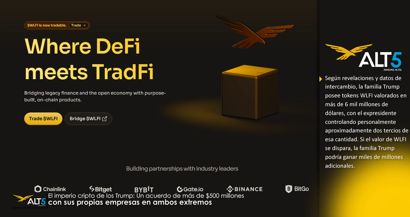 Nuevamente los Trump vuelven a ser noticia, luego que se conociera que habían cerrado un acuerdo de más de 500 millones de dólares con una estructura tan inusual que ha levantado cejas entre reguladores y analistas. De acuerdo a un informe de The Wall Street Journal, lo que hace que esta transacción sea particularmente notable es que las propias empresas de la familia se encuentran en ambos lados del trato, una configuración que sería casi impensable en las finanzas tradicionales (TradFi), pero que es sorprendentemente común en el salvaje oeste de las criptomonedas. De hecho, el WSJ lo describe como “una transacción circular de 750 millones de dólares, con la misma parte como comprador y vendedor”, que involucra a su empresa World Liberty Financial (WLFI), que fue lanzada el año pasado por el hoy presidente de Estados Unidos, Donald J. Trump. WLFI adquirió una pequeña empresa de pagos llamada Alt5 Sigma, que en un giro peculiar, había cambiado su enfoque de la venta de analgésicos a la operación de criptomonedas poco antes de la adquisición. La secuencia de eventos posterior a la compra es lo que realmente ha captado la atención de los expertos. Después de la adquisición, Alt5 recaudó la impresionante suma de 750 millones de dólares de varios inversores externos. Este capital no se destinó a la expansión de un negocio tradicional, sino que fue utilizado para comprar tokens WLFI, la criptomoneda que World Liberty inventó el año pasado, por lo que prácticamente, la familia Trump vendió su propio token a una empresa que ahora controla, un movimiento que les aseguró un pago de al menos unos 500 millones de dólares. Por razones obvias, este tipo de acuerdos donde básicamente las mismas personas gestionan ambos extremos de la transacción, controlando a las partes involucradas, es lo que se conoce como una transacción circular. Foto 2 Generalmente, en el mundo financiero tradicional, estas operaciones suelen ser investigadas de cerca por las autoridades regulatorias por la posibilidad de manipulación de mercado, falta de transparencia o conflictos de interés. Sin embargo, en el sector de las criptomonedas, la falta de una regulación robusta y los precedentes de proyectos similares dentro del ecosistema han permitido que estos tipos de negociaciones prosperen. Expertos y exreguladores han señalado que, si bien el acuerdo podría ajustarse a la legislación de valores si se revelara toda la información a los inversores, por la naturaleza del trato, dicha transacción podría seguir levantando “banderas rojas”. La preocupación principal es la falta de un precio de mercado justo en la transacción, ya que Alt5 no compró los tokens WLFI en un mercado abierto, sino directamente a la empresa que los creó y que controla su suministro. Esto contrasta notablemente con el caso de Strategy (antes MicroStrategy), que utilizó su capital para comprar Bitcoin en el mercado abierto, donde el precio se determina por la oferta y la demanda. La familia Trump, por su parte, ha defendido el acuerdo, con la secretaria de prensa de la Casa Blanca, Karoline Leavitt, afirmando que “ni el expresidente ni su familia se han involucrado nunca, ni se involucrarán jamás, en conflictos de intereses”. Aunque de cara a los estadounidenses, el acuerdo ha generado un debate sobre la ética y la transparencia en las finanzas descentralizadas. El acuerdo de adquisición no solo fue una maniobra financiera, sino también una toma de control estratégica. Zach Witkoff, cofundador y CEO de World Liberty, hijo de Steve Witkoff, el enviado especial de los Estados Unidos al Medio Oriente, se convirtió en presidente de Alt5, y Eric Trump se unió a la junta directiva. El 13 de agosto, Witkoff y Eric hicieron sonar la campana de apertura del Nasdaq para celebrar la fusión, un gesto que subraya la importancia que la familia le da a esta incursión en el mundo cripto. Witkoff padre, pronunció un discurso en representación de ambas compañías, enfatizando la visión de World Liberty de impulsar su propia moneda estable, USD1, y de expandir su alcance a través de las herramientas de comercio electrónico de Alt5, cuya estrategia es acumular una tesorería de tokens WLFI, imitando la lógica de una recompra de acciones. La empresa pagó 0.20 centavos de dólar por token, un margen del 50% respecto a una venta privada reciente, pero Witkoff argumentó que seguía siendo más barato que los precios de futuros de WLFI que se negocian en las plataformas de intercambio de criptomonedas. El debut comercial de WLFI está programado para el lunes, en lo que podría considerarse una IPO (Oferta Pública Inicial, «por sus siglas en inglés») de criptomonedas. Sin embargo, World Liberty solo lanzará una pequeña cantidad de tokens a los mercados públicos, manteniendo la mayoría de los 33 mil millones de tokens en su poder. Foto 3 Según revelaciones y datos de intercambio, la familia Trump posee tokens WLFI valorados en más de 6 mil millones de dólares, con el expresidente controlando personalmente aproximadamente dos tercios de esa cantidad. Si el valor de WLFI se dispara, la familia Trump podría ganar miles de millones adicionales. No obstante, las criptomonedas son conocidas por su volatilidad. Monedas con temática de Trump han tenido lanzamientos explosivos seguidos de caídas drásticas. Los expertos advierten que si los grandes tenedores intentan vender incluso pequeñas cantidades, podrían hacer que los precios se desplomen, poniendo en riesgo la inversión de quienes compraron los tokens en el mercado. Este acuerdo es solo una parte de la incursión de la familia Trump en el mundo cripto. El expresidente también posee importantes posiciones en otros criptoactivos, incluyendo varios miles de millones de dólares en $Trump Coin, una criptomoneda meme, y en Trump Media, que gestiona la red social Truth Social y también posee criptomonedas. Cabe destacar que la ronda de financiación de Alt5 atrajo a importantes inversores. Point72, de Steve Cohen, aportó capital, al igual que Soul Ventures, una empresa con sede en Hong Kong que invirtió 85 millones de dólares. Warren Hui, cofundador de Soul Ventures, expresó su confianza en el equipo detrás de World Liberty, declarando: “Están lanzando su producto en el momento oportuno con el equipo adecuado”, y calificó el precio de compra de Alt5 de “justo”. El caso de la adquisición de Alt5 por parte de World Liberty es un claro ejemplo de la falta de un marco regulatorio claro en el mundo de las criptomonedas y cómo las estructuras financieras complejas, que serían inaceptables en otros mercados, están encontrando un hogar en este nuevo sector. La pregunta ahora es si este audaz movimiento se convertirá en un lucrativo imperio cripto para la familia Trump o si, como muchas otras burbujas cripto, está destinada a estallar.