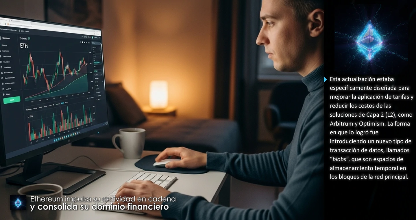 Ethereum impulsa su actividad en cadena y consolida su dominio financiero