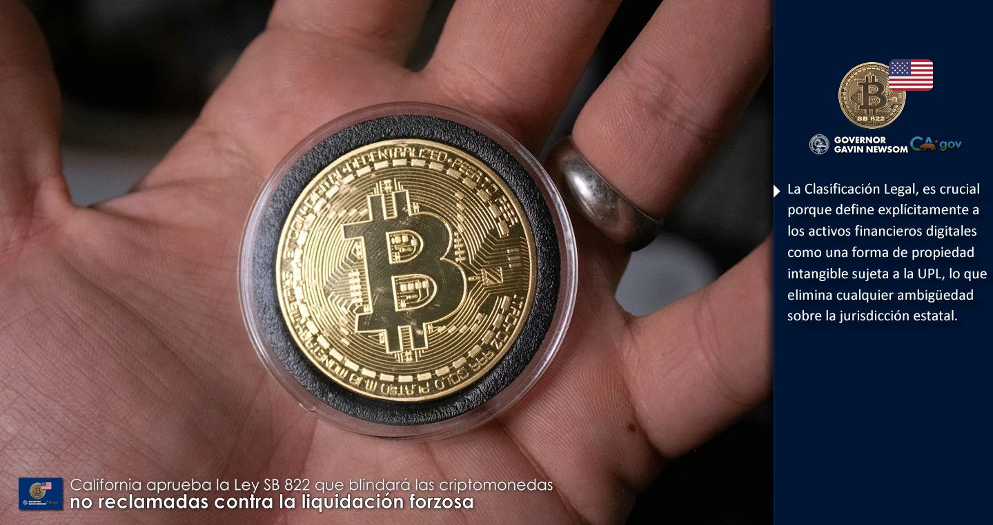 California aprueba la Ley SB 822 que blindará las criptomonedas no reclamadas contra la liquidación forzosa