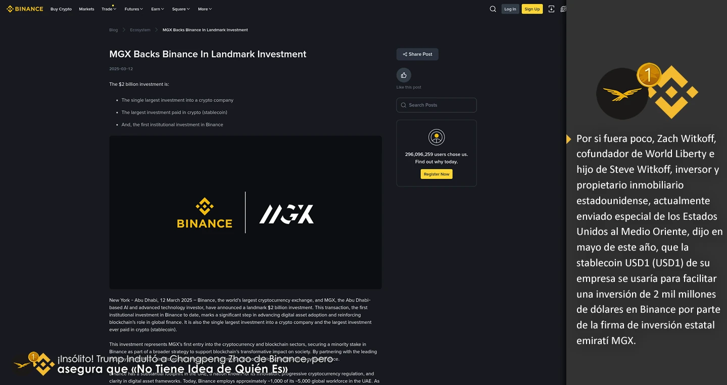 ¡Insólito! Trump Indultó a Changpeng Zhao de Binance, pero asegura que «No Tiene Idea de Quién Es»