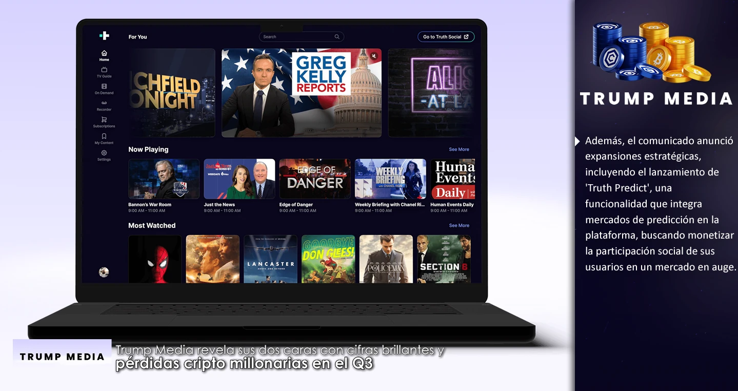 Trump Media revela sus dos caras con cifras brillantes y pérdidas cripto millonarias en el Q3