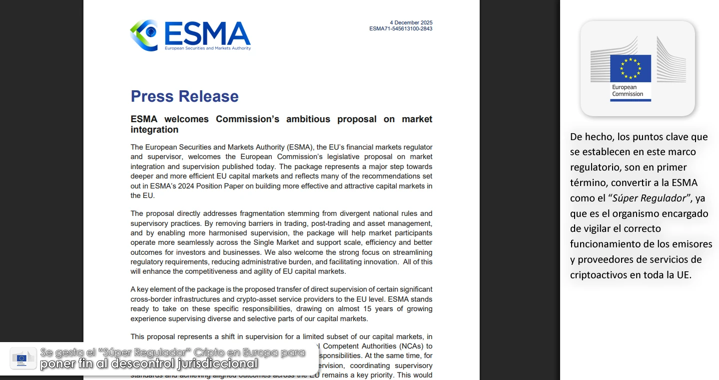 Se gesta el “Súper Regulador” Cripto en Europa para poner fin al descontrol jurisdiccional
