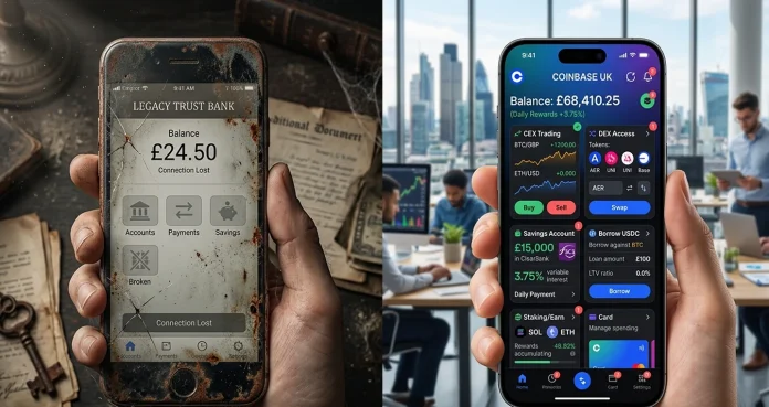 Coinbase con su oferta de servicios está mejorando la Banca en el Reino Unido