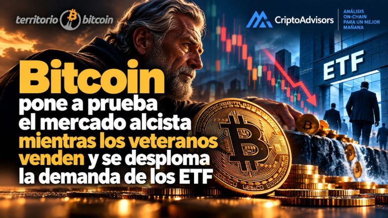 Bitcoin ante una corrección del mercado mientras los ETF pierden demanda y los inversores veteranos realizan beneficios.